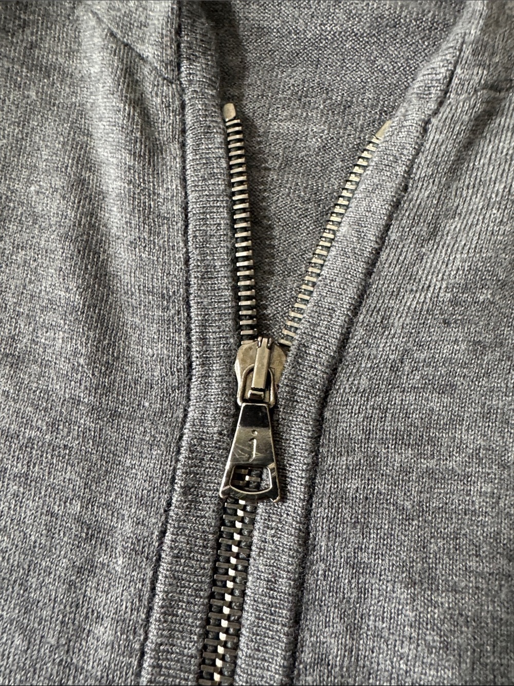 John Varvatos mens L Large gray solid 100% merino wool full zip knit hoodie EUC - Picture 4 of 8